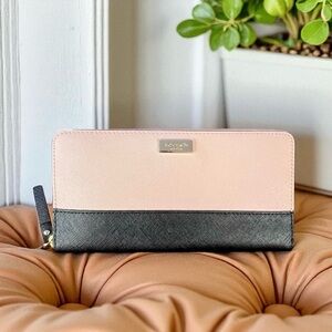 Kate Spade Laurel Way Neda Continental Zip Wallet, Warm Vellum / Black